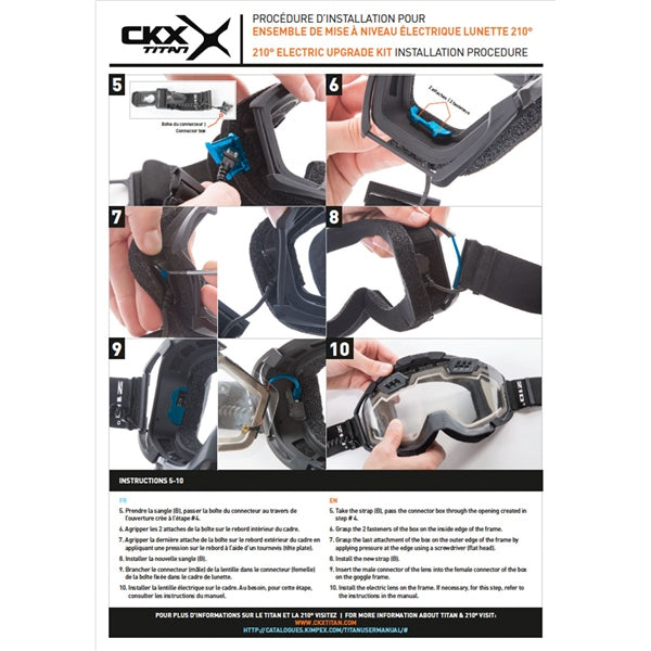 CKX Lentille de lunettes 210° électrique avec ventilation contrôlable et accessoires