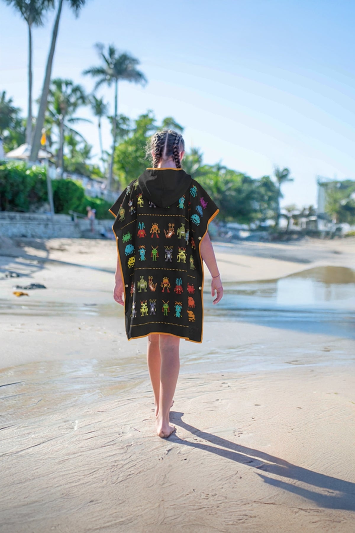 Poncho enfant Pixel Galaxie – Serviette plage microfibre