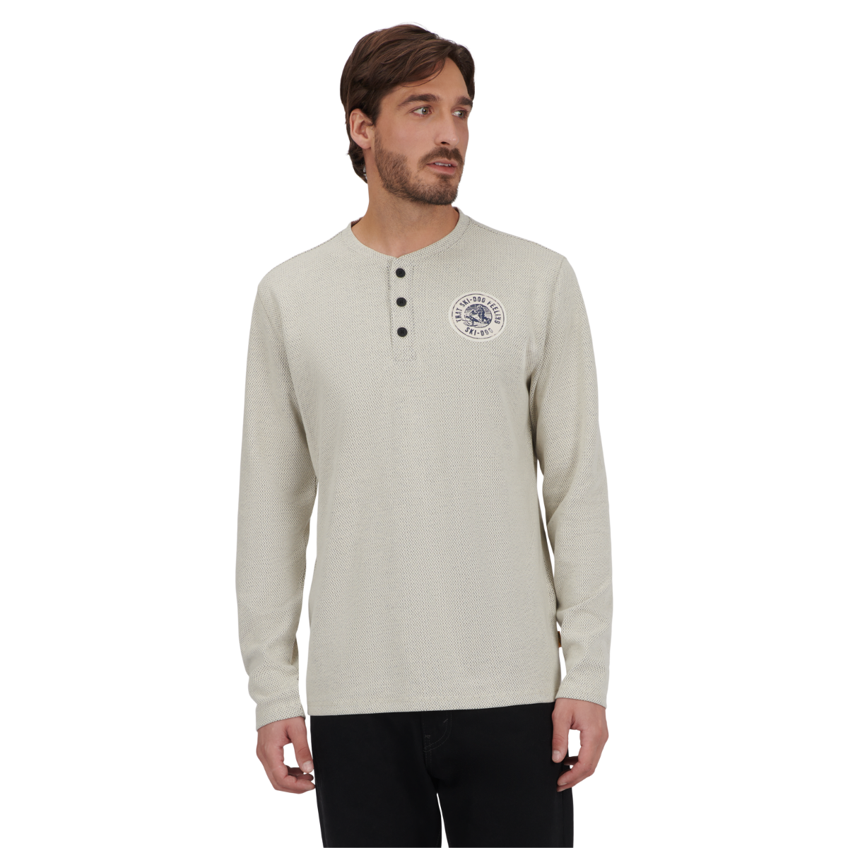 Ski-Doo Men's Waffle Knit Thermal Long Sleeve Henley