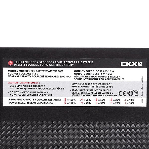 Batterie Li-Ion de lunettes électriques 12V 6000 mAh