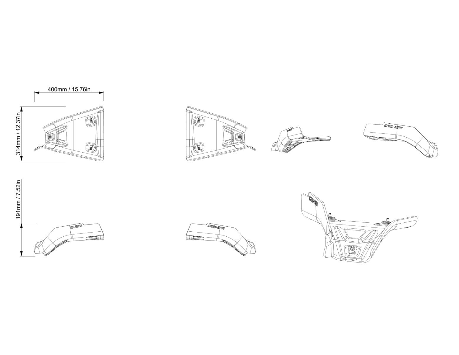 Protecteurs De Bras Triangulaires Avant pour Can-Am Defender
