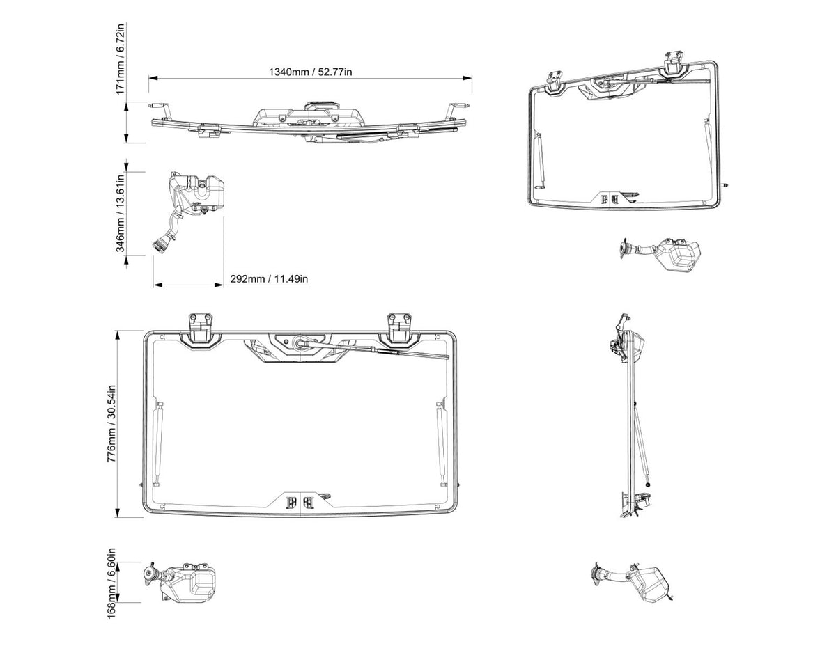 Can-Am Defender Flip Glass Windshield with SMART Intermittent Wiper & Washer Kit
