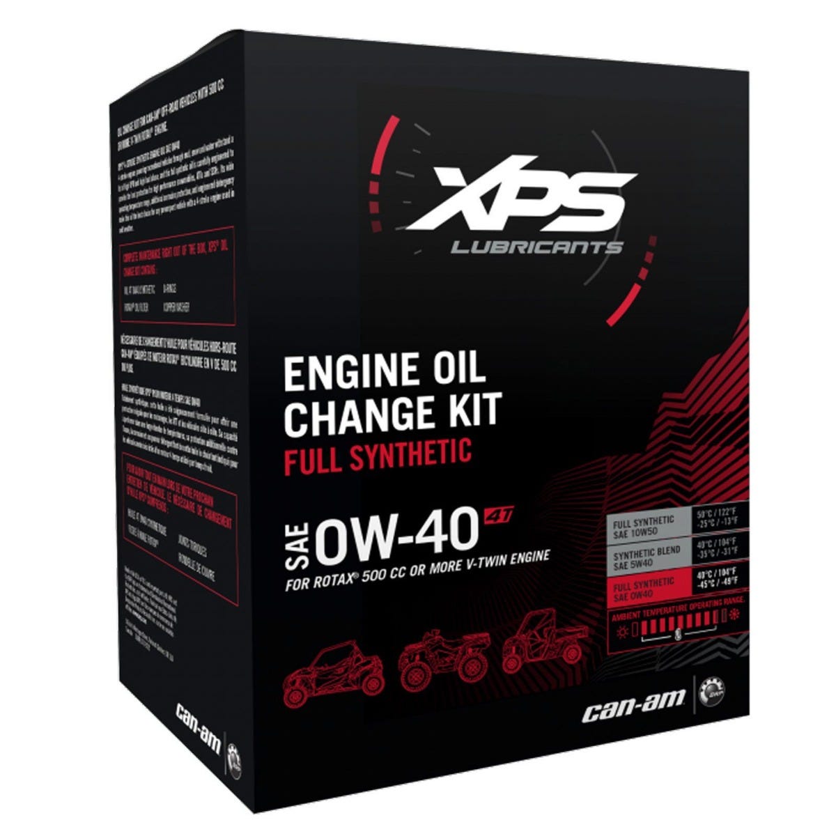 Nécessaire De Changement D'huile Synthétique 4T 0W-40 pour moteur à deux cylindres en V Rotax 500 cc et plus