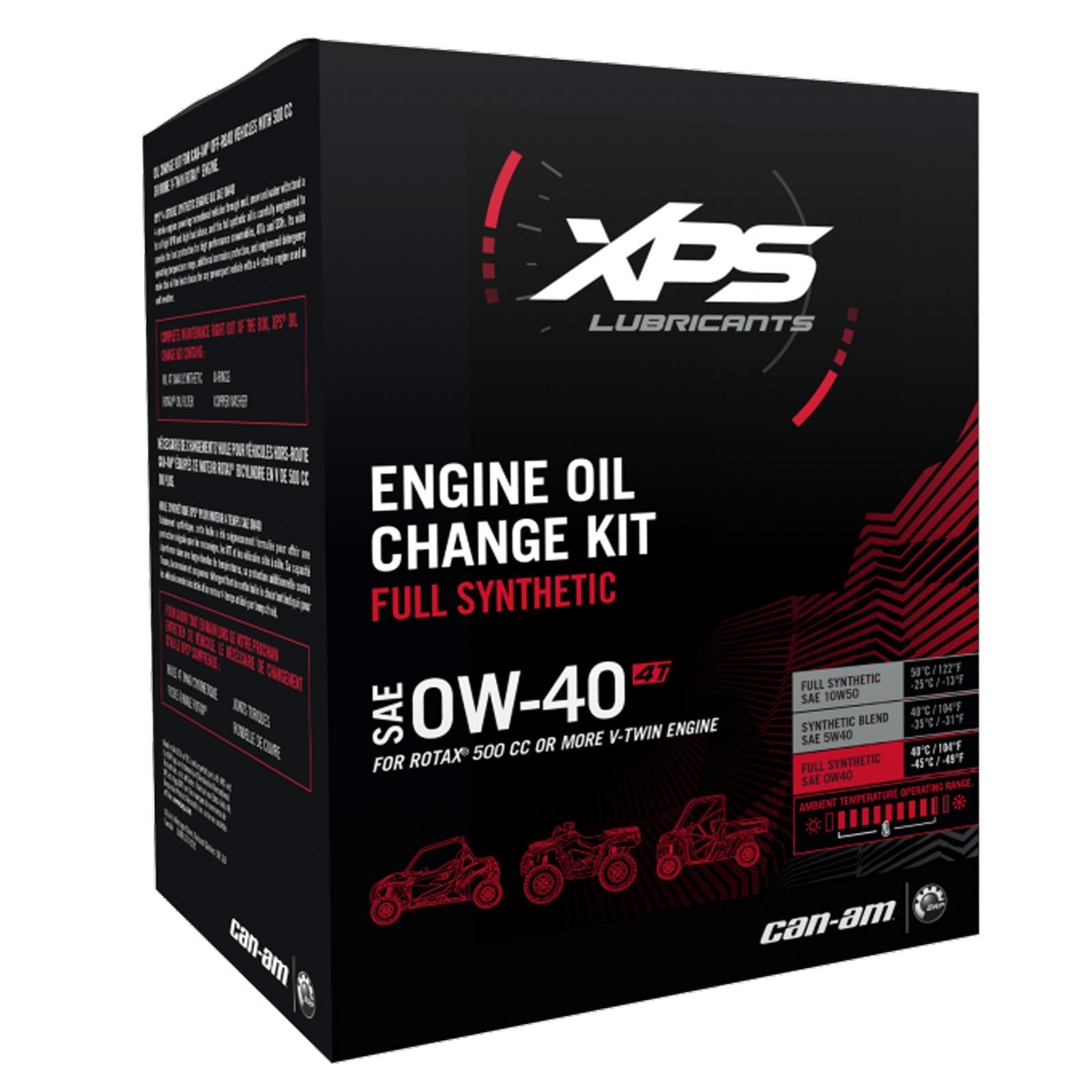 Nécessaire De Changement D'huile Synthétique 4T 0W-40 pour moteur à deux cylindres en V Rotax 500 cc et plus