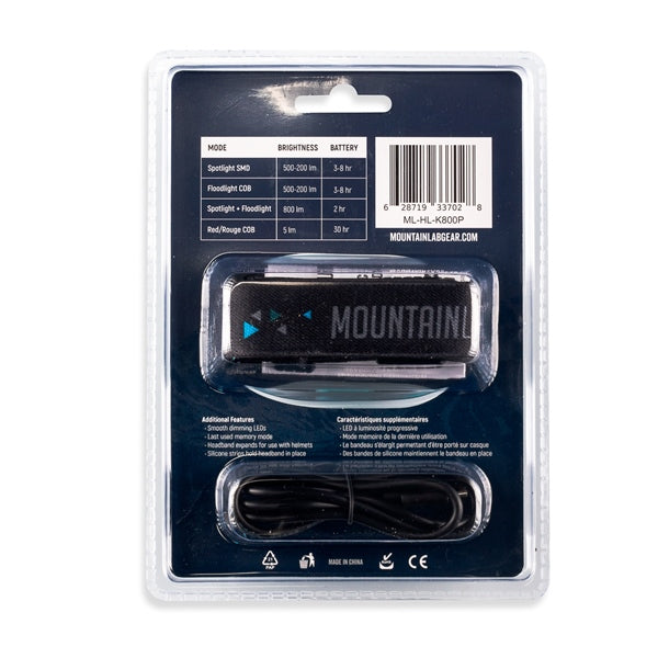 Mountain Lab Lampe frontale Kinetic 800 Pro