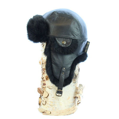 Fourrures Grenier Chapeau Aviateur - Lapin Noir