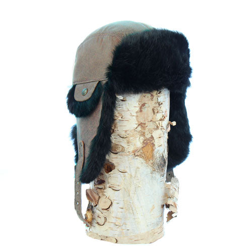 Fourrures Grenier Chapeau Aviateur - Lapin Noir