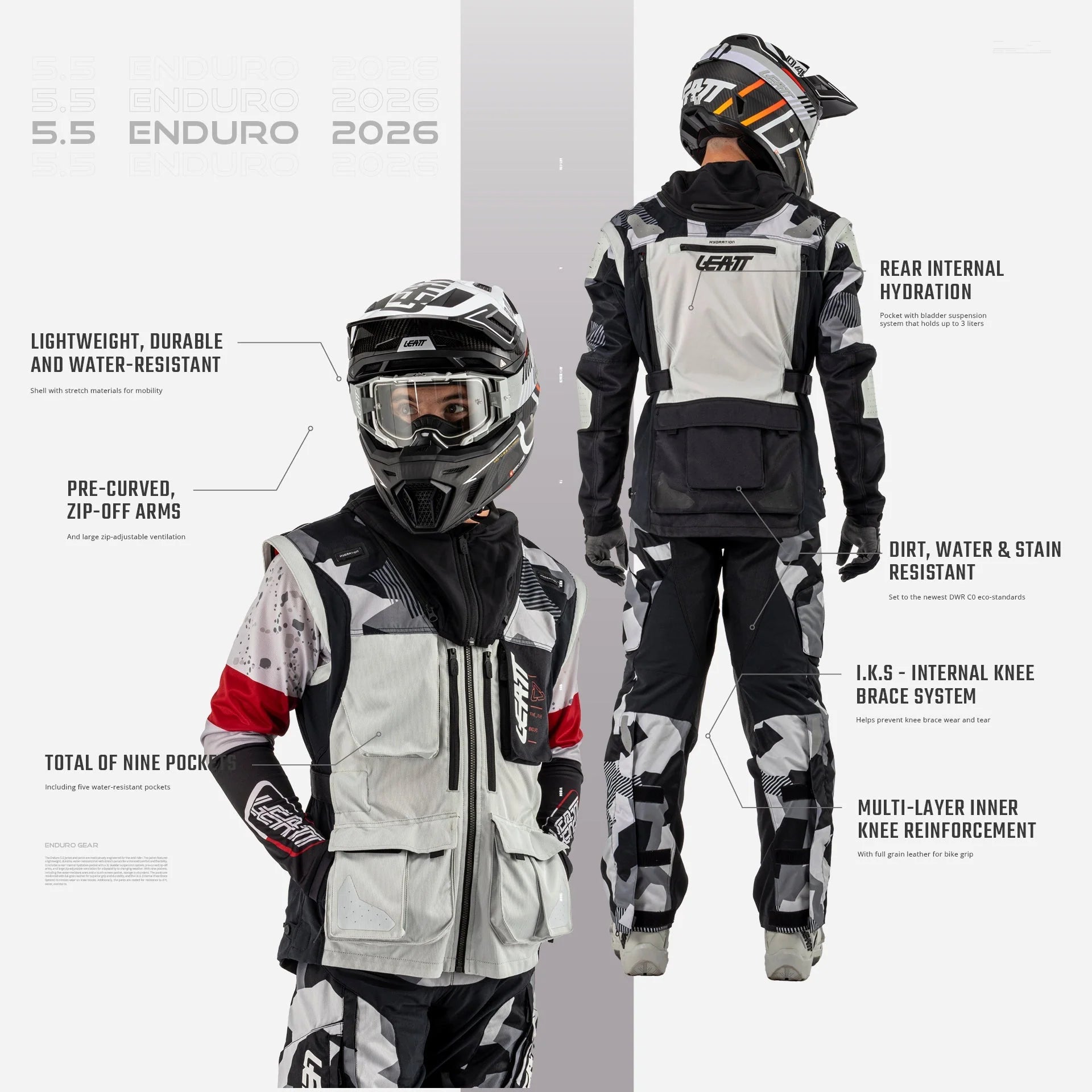 Veste enduro Leatt 5.5 - Légère, étanche, hydratation 3 litres