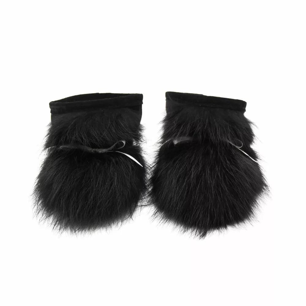 Fourrures Grenier Pantoufles Bébé - Chat Sauvage Noir