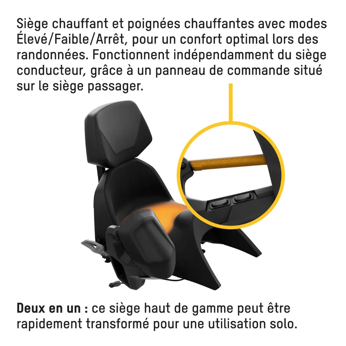 Siège passager Ski-Doo haut de gamme chauffant pour sentier