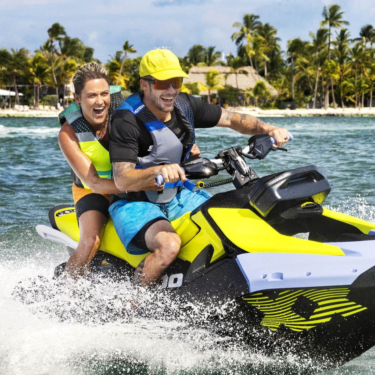 Sea-Doo Ensemble de siège 2 places jaune fluo pour Trixx